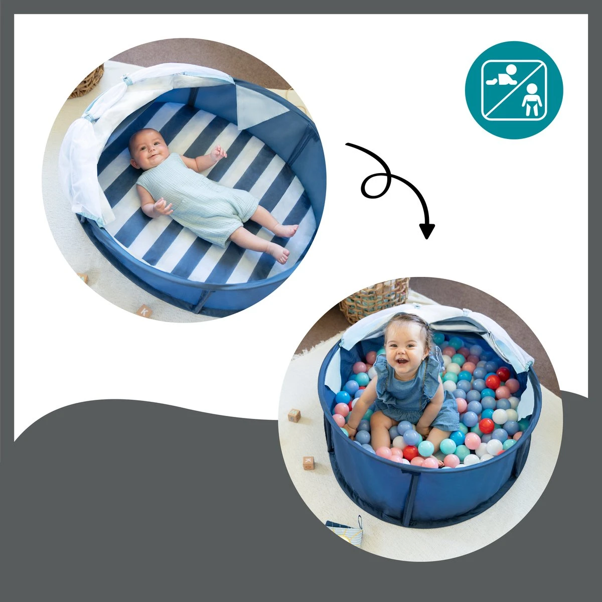 Babymoov Babyni Speelruimte & Extra Bedje Anti-UV FPS 50+ Marinière 9 Babymoov Babyni Speelruimte & Extra Bedje Anti-UV FPS 50+ Marinière - Afbeelding 7