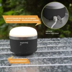 Skandika Campinglamp Tarfala – Tentlampen – Campinglampen – Kampeerlamp – Tentlamp Oplaadbaar, Traploos Dimbaar, Ophanghaak, USB Aansluiting – 3600 MAh Powerbank – Warm Wit, Koel Wit, 110 H Batterij – Tentlamp Buiten – Energieklasse A ++ - Zwart -Winkel Voor Kampeerartikelen 1200x1200 1379