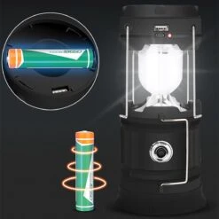 Merkloos Xtraworks - Multifunctionele Solar LED Campinglamp Met Handvatten - IPX 45 Waarde, USB-lader En Powerbank - Mat Zwart -Winkel Voor Kampeerartikelen 1200x1200 1409