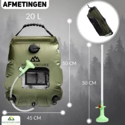 Needventure Solar Douche - Camping Douchezak - Buiten Douche - Tuindouche - Inclusief Thermometer - Waterzak Met Douchekop - 20L - Groen -Winkel Voor Kampeerartikelen 1200x1200 1477