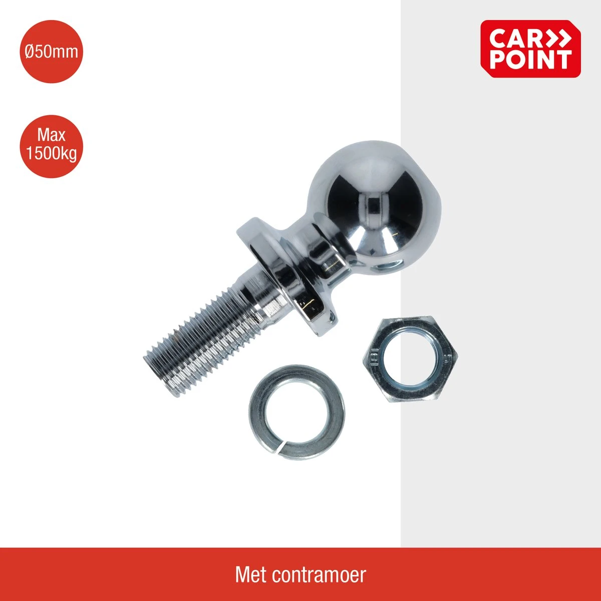Carpoint Schroefkogel Met Contramoer ø50mm | Trekgewicht Tot 1500 Kg 5 Carpoint Schroefkogel Met Contramoer ø50mm | Trekgewicht Tot 1500 Kg - Afbeelding 3