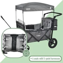 FableKids LEO X4Plus Opvouwbare Wagen Met Dak Fossil Grey -Winkel Voor Kampeerartikelen 1200x1200 1784