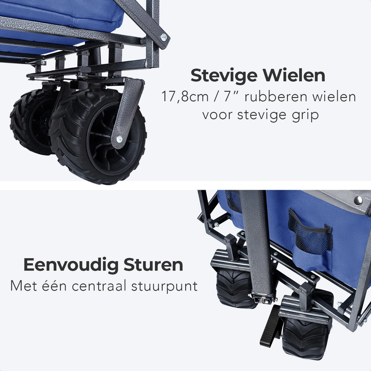 LifeGoods Bolderkar - Opvouwbaar - Tot 80KG - 94L - Wasbaar Polyester - 98x45cm - Blauw/Grijs 11 LifeGoods Bolderkar - Opvouwbaar - Tot 80KG - 94L - Wasbaar Polyester - 98x45cm - Blauw/Grijs - Afbeelding 9