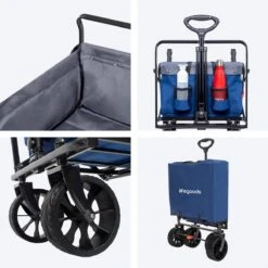 LifeGoods Bolderkar - Opvouwbaar - Tot 120KG - 103L - Extra Draagtas En Duwstang - Wasbaar Polyester - 98x45cm - Blauw/Grijs -Winkel Voor Kampeerartikelen 1200x1200 1838