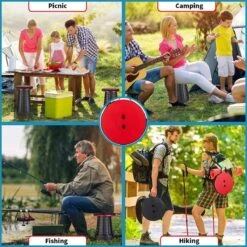 Kampeerkruk - Uitschuifbare Kruk - Rood/Zwart- Tot 120 Kg - Travel Stool - Opvouwbare Campingkruk - Inklapbaar Krukje - Telescopische Kruk - Camping - Outdoor -Winkel Voor Kampeerartikelen 1200x1200 186