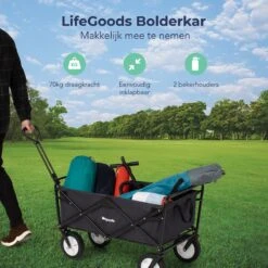 LifeGoods Bolderkar - Opvouwbaar - Draaibare Wielen - 2 Standen - 70KG Draagkracht - Zwart -Winkel Voor Kampeerartikelen 1200x1200 1861