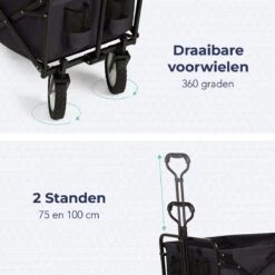 LifeGoods Bolderkar - Opvouwbaar - Draaibare Wielen - 2 Standen - 70KG Draagkracht - Zwart -Winkel Voor Kampeerartikelen 1200x1200 1863