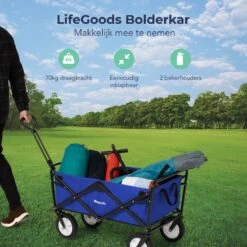 LifeGoods Bolderkar - Opvouwbaar - Draaibare Wielen - 2 Standen - 70KG Draagkracht - Blauw -Winkel Voor Kampeerartikelen 1200x1200 1889