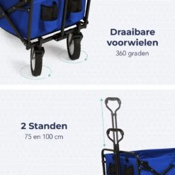 LifeGoods Bolderkar - Opvouwbaar - Draaibare Wielen - 2 Standen - 70KG Draagkracht - Blauw -Winkel Voor Kampeerartikelen 1200x1200 1891
