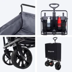 LifeGoods Bolderkar - Opvouwbaar - Tot 120KG - 103L - Extra Draagtas En Duwstang - Wasbaar Polyester - 98x45cm - Zwart/Grijs -Winkel Voor Kampeerartikelen 1200x1200 1916