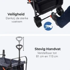 LifeGoods Bolderkar - Opvouwbaar - Tot 120KG - 103L - Extra Draagtas En Duwstang - Wasbaar Polyester - 98x45cm - Zwart/Grijs -Winkel Voor Kampeerartikelen 1200x1200 1920