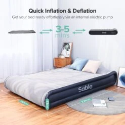 Sable Luxe Queen Size 2 Persoons Luchtmatras Met Ingebouwd Kussen, Opblaasbaar Luchtbed Met Ingebouwde Elektrische Pomp Voor Kamperen, Reizen Of Overnachtende Gasten Of Festival -Winkel Voor Kampeerartikelen 1200x1200 1974