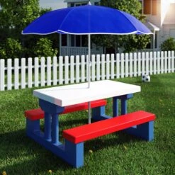 Merkloos Kinder Picknicktafel Met Parasol - Blauw -Winkel Voor Kampeerartikelen 1200x1200 290