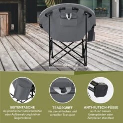 Skandika Moonchair Sirkka – Campingstoelen – Klapstoel – Vouwstoel – Kampeerstoel - Grote, Comfortabele, Campingstoel Opvouwbaar, Gepolsterd, Koelvak, Drinkhouder, Draaggreep En Draagtas, Antislipvoetjes - Max. 150 Kg – Zwart/grijs 12 Skandika Moonchair Sirkka – Campingstoelen – Klapstoel – Vouwstoel – Kampeerstoel - Grote, Comfortabele, Campingstoel Opvouwbaar, Gepolsterd, Koelvak, Drinkhouder, Draaggreep En Draagtas, Antislipvoetjes - Max. 150 Kg – Zwart/grijs -Winkel Voor Kampeerartikelen 1200x1200 351