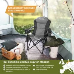 Skandika Relax Comfort Campingstoel - Campingstoel Opvouwbaar - Comfortabele Klapstoel Met Drinkhouder En Koelvak, Tot Max. 160 Kg, Opvouwbaar, Lichtgewicht | Vouwstoel Voor Kamperen, Camping, Festival, Vissen – Grijs -Winkel Voor Kampeerartikelen 1200x1200 392