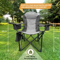 Skandika Relax Comfort Campingstoel - Campingstoel Opvouwbaar - Comfortabele Klapstoel Met Drinkhouder En Koelvak, Tot Max. 160 Kg, Opvouwbaar, Lichtgewicht | Vouwstoel Voor Kamperen, Camping, Festival, Vissen – Grijs -Winkel Voor Kampeerartikelen 1200x1200 394