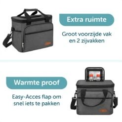 ForDig Koeltas L Zwart (15 Liter) - Gemaakt Van 600D Polyester Met PEVA-Voering - Ruimte Voor 20 Blikjes Of 10 Halve Liter Flessen - Opvouwbaar Koel Tas Met Easy-Acces Flap - Ruimte Voor Bestek - Picknick Cool Bag - Coolerbag - Grote Cooler -Winkel Voor Kampeerartikelen 1200x1200 559