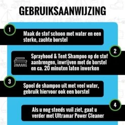 Ultramar - Sprayhood & Tent Shampoo - 1L - Tentdoekreiniger - Voor Bootkap, Tent, Cabriodak, Zonwering - Tentonderhoud - Bootonderhoud - Schoonmaakmiddel -Winkel Voor Kampeerartikelen 1200x1200 59