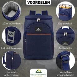 Needventure Koeltas - Lunchtas - Koelrugtas - Picknicktas - 20 Liter - Flessenhouder - Bieropener - Blauw 16 Needventure Koeltas - Lunchtas - Koelrugtas - Picknicktas - 20 Liter - Flessenhouder - Bieropener - Blauw -Winkel Voor Kampeerartikelen 1200x1200 627