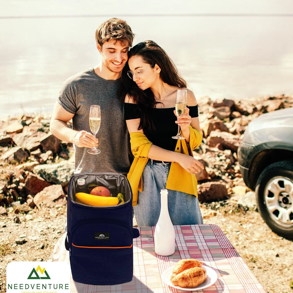 Needventure Koeltas - Lunchtas - Koelrugtas - Picknicktas - 20 Liter - Flessenhouder - Bieropener - Blauw 11 Needventure Koeltas - Lunchtas - Koelrugtas - Picknicktas - 20 Liter - Flessenhouder - Bieropener - Blauw - Afbeelding 9