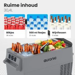 Auronic Elektrische Koelbox - 30.4L - Compressor - 12V En 240V - Grijs -Winkel Voor Kampeerartikelen 1200x1200 713