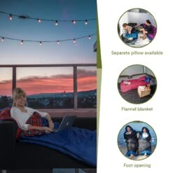 Skandika Dundee Flannel-L Slaapzak – Mummmieslaapzakken – Slaapzakken Volwassen - Maat M – Unisex - Katoen, Luxe Kwaliteit, Dubbele Slaapzak, 3 Seizoenen, Tot -20°C - 220 X 80 Cm - Outdoor Kampeerslaapzak – Ritssluiting Links - Zwart/blauw -Winkel Voor Kampeerartikelen 1200x1200 810