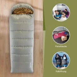 Skandika Dundee Flannel-R Slaapzak – Slaapzakken – Slaapzakken Volwassen - Maat M – Unisex - Katoen, Luxe Kwaliteit, Dubbele Slaapzak, 3 Seizoenen, Tot -20°C - 220 X 80 Cm - Outdoor Kampeerslaapzak – Ritssluiting Rechts - Grijs/geel -Winkel Voor Kampeerartikelen 1200x1200 878