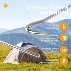 Stalen Haringen Set Van 50st. - Premium Staal - Grondanker - Tent Haring - Grondhaken - Tent Spijker - 20cm Lang - 3cm Haak - 3,5mm Premium Dikte Tentharing - Groots® -Winkel Voor Kampeerartikelen 1200x1200 97