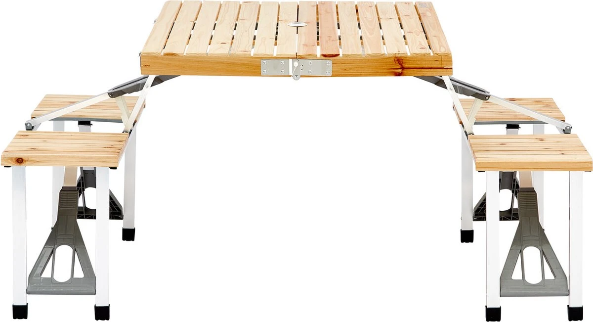 CAMPZ Fir Wood Picknicktafel, Bruin/grijs 4 CAMPZ Fir Wood Picknicktafel, Bruin/grijs - Afbeelding 2