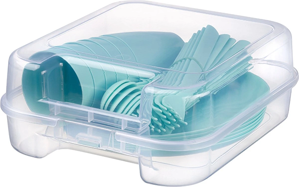 Campingservies - Picknick Bestek - 31 Delig - 6 Personen - Mintgroen 3 Campingservies - Picknick Bestek - 31 Delig - 6 Personen - Mintgroen