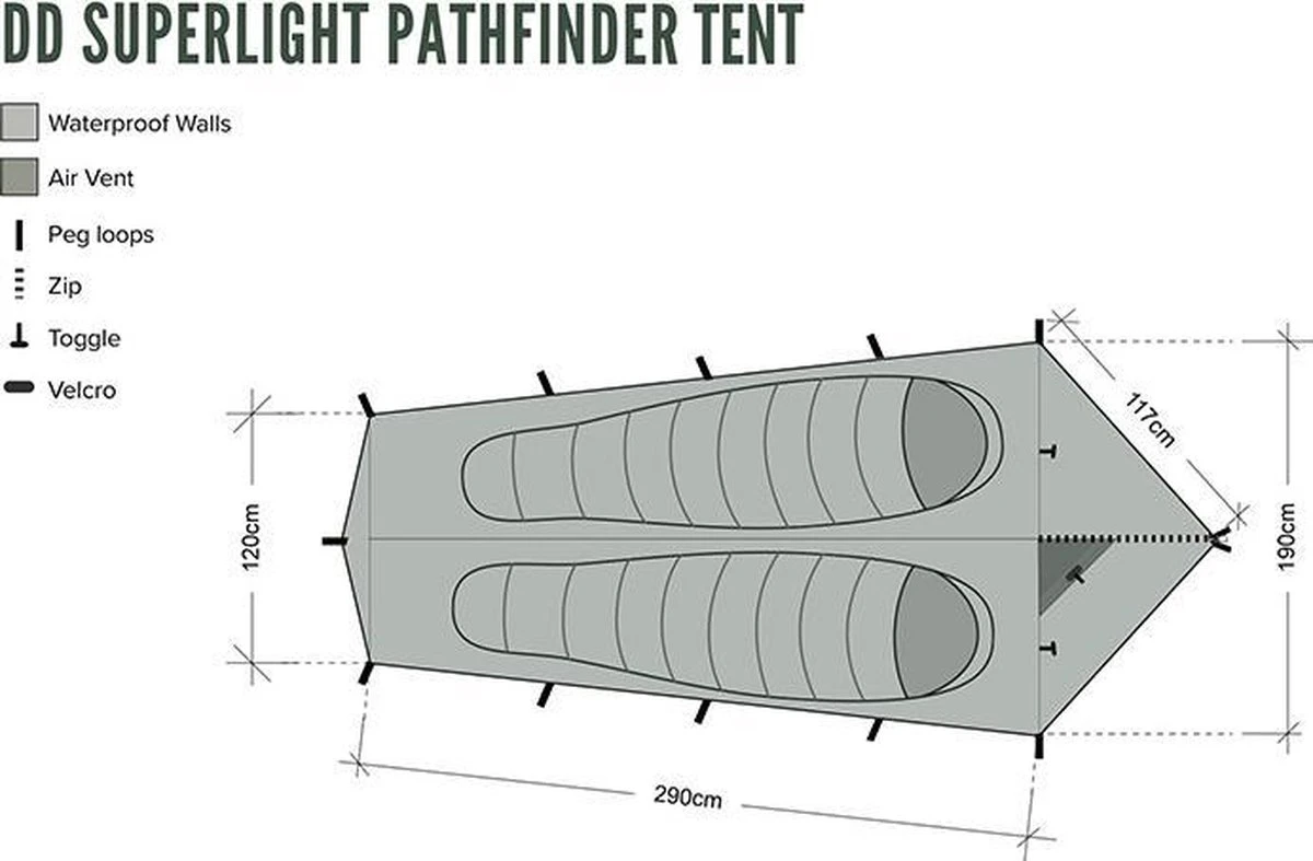 Dd Superlight Pathfinder Tent - Groen - 2 Persoons 4 Dd Superlight Pathfinder Tent - Groen - 2 Persoons - Afbeelding 2