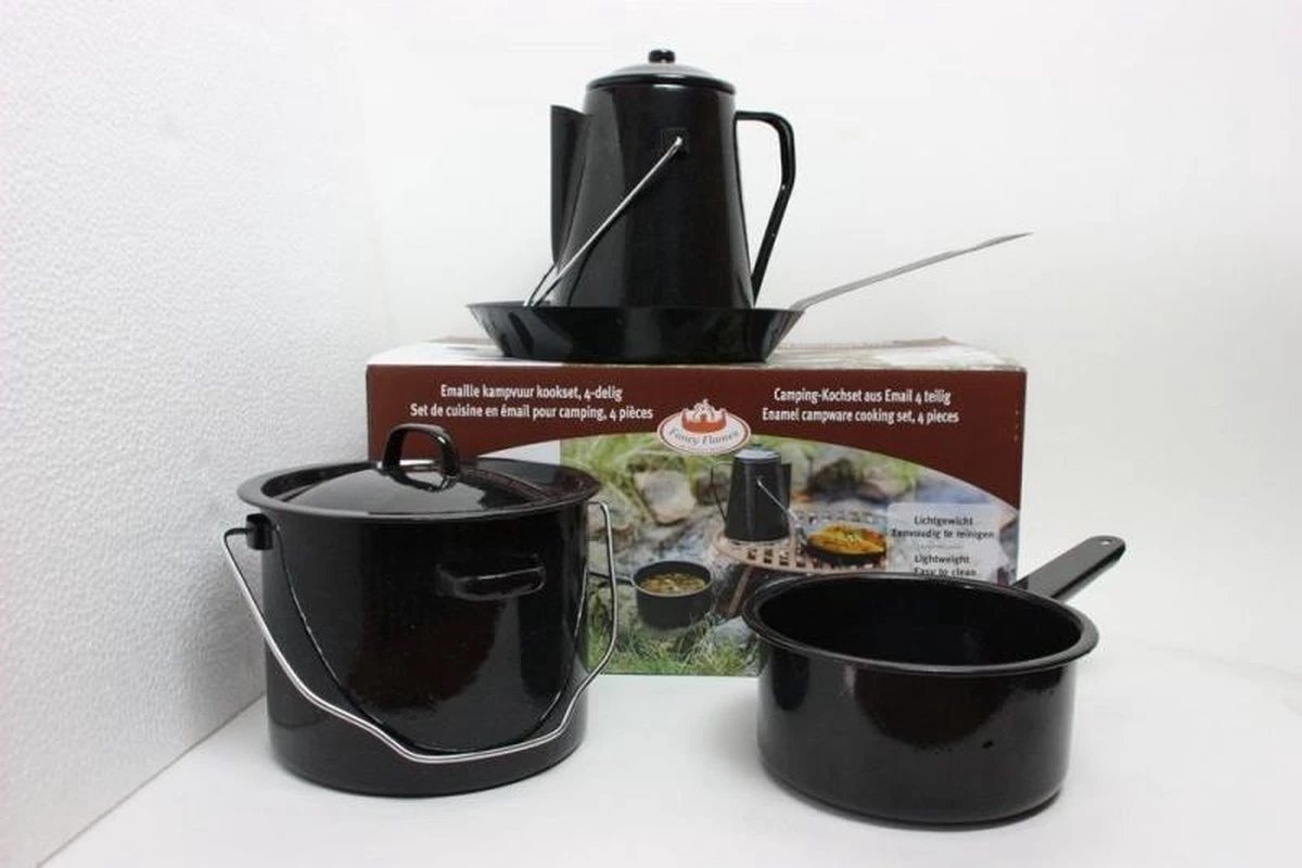 ESSCHERT DESIGN Pannenset Kampvuur - 4 Delig - Outdoor - Metaal 4 ESSCHERT DESIGN Pannenset Kampvuur - 4 Delig - Outdoor - Metaal - Afbeelding 2