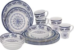 Bo-Camp - Servies - Campingbord - 16-Delig - Old Dutch - Blauw Servies