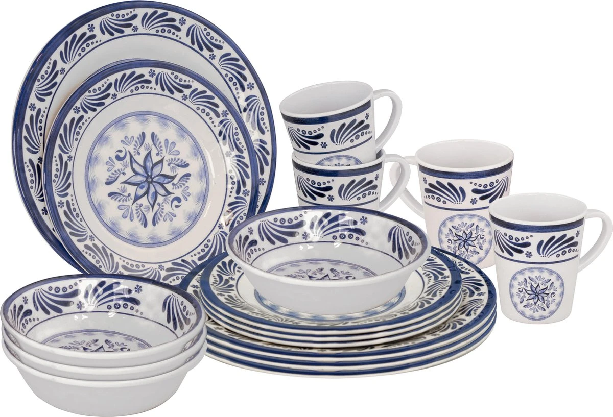 Bo-Camp - Servies - Campingbord - 16-Delig - Old Dutch - Blauw Servies 3 Bo-Camp - Servies - Campingbord - 16-Delig - Old Dutch - Blauw Servies