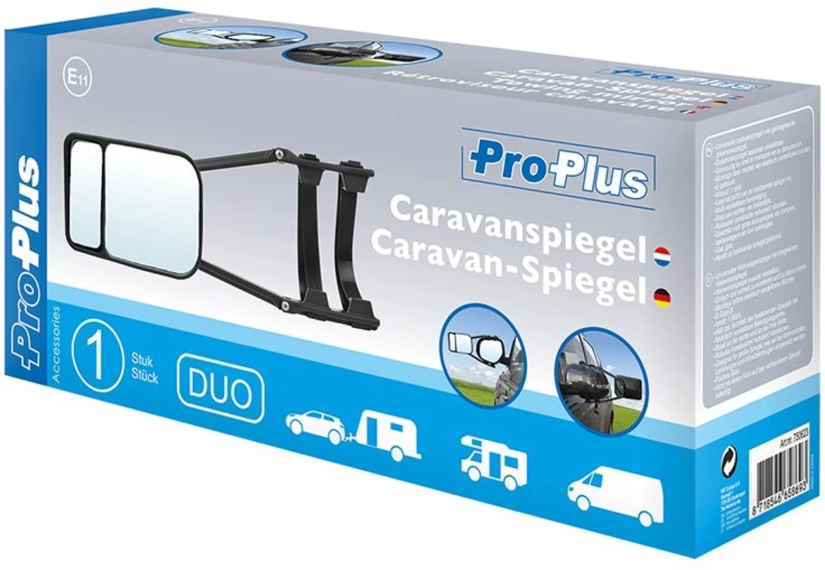PROPLUS Pro Plus Caravanspiegel - Duo - 23 Cm - Universeel Voor Links En Rechts - Zwart 10 PROPLUS Pro Plus Caravanspiegel - Duo - 23 Cm - Universeel Voor Links En Rechts - Zwart - Afbeelding 8