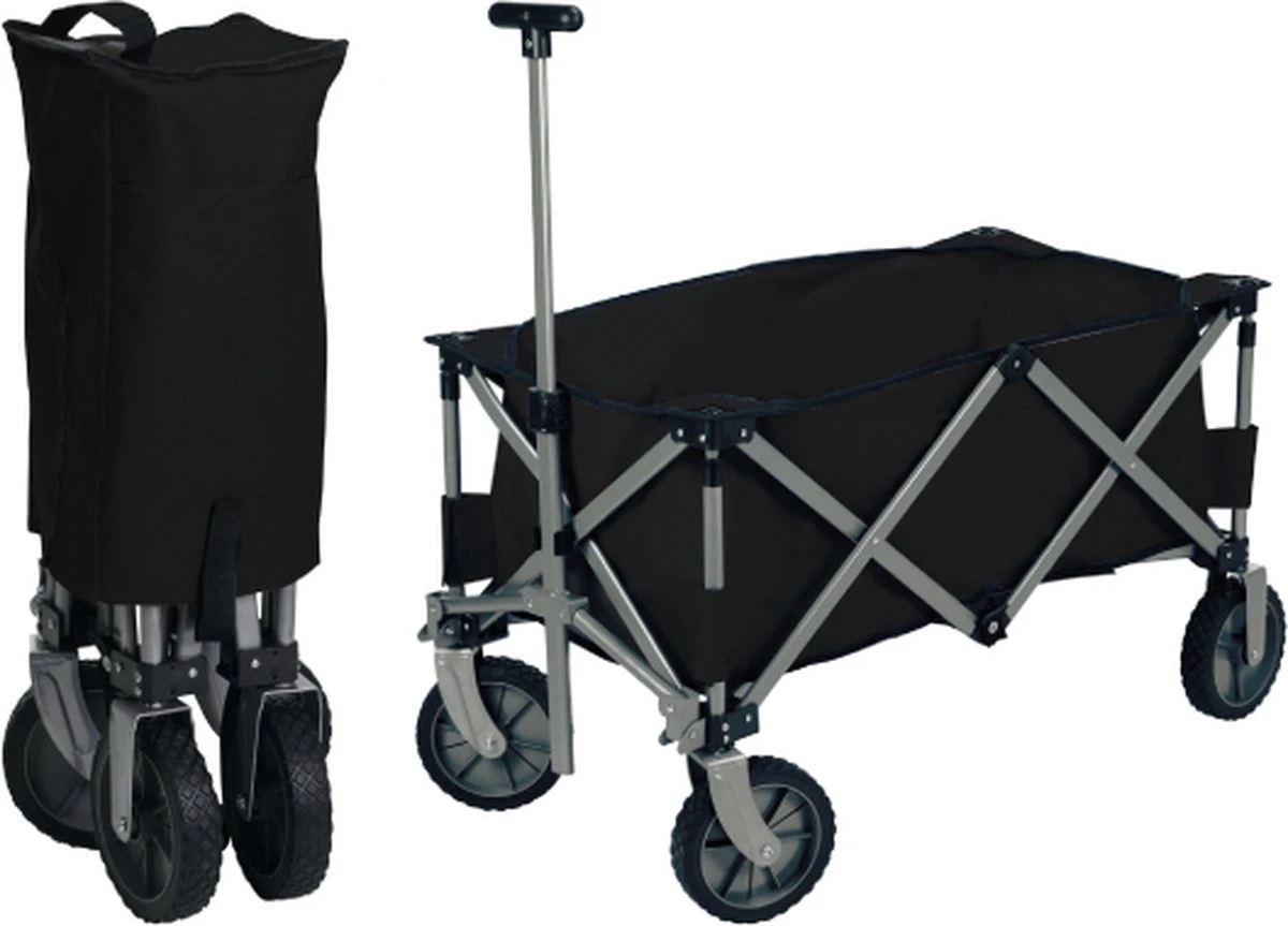 Opvouwbare Bolderkar - Zwart - 90 X 49 X 58 Cm 3 Opvouwbare Bolderkar - Zwart - 90 X 49 X 58 Cm