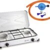 Kemper Gas Kooktoestel - Campingkooktoestel - INCLUSIEF Installatiesetje - Met 2 RVS Branders - 2600W