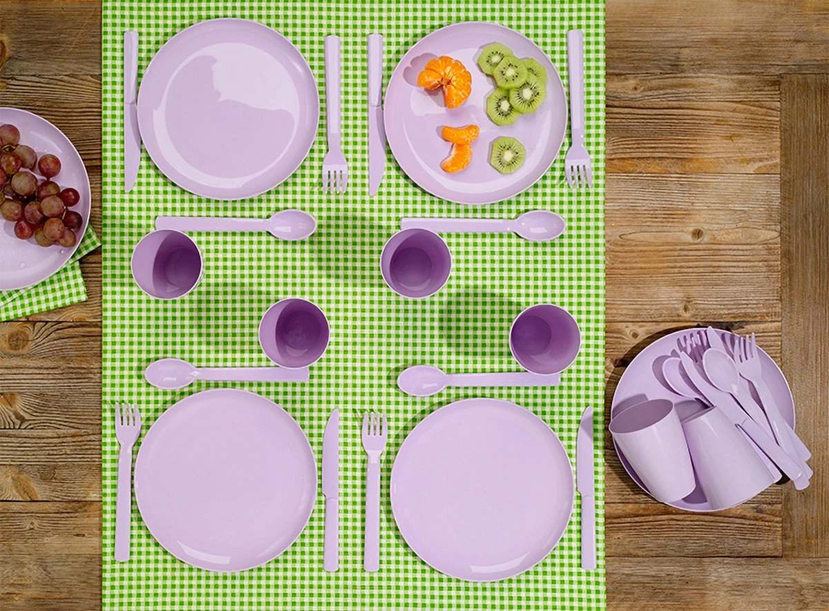 Campingservies - Picknick Bestek - 31 Delig - 6 Personen - Mintgroen 4 Campingservies - Picknick Bestek - 31 Delig - 6 Personen - Mintgroen - Afbeelding 2