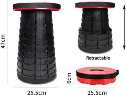 Kampeerkruk - Uitschuifbare Kruk - Rood/Zwart- Tot 120 Kg - Travel Stool - Opvouwbare Campingkruk - Inklapbaar Krukje - Telescopische Kruk - Camping - Outdoor -Winkel Voor Kampeerartikelen 1200x910