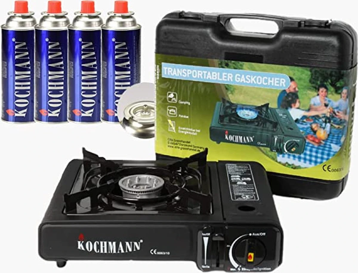Trasnportabler Gaskocher - Draagbaar Gasvuur Met 4 Kookstel Gasflessen 3 Trasnportabler Gaskocher - Draagbaar Gasvuur Met 4 Kookstel Gasflessen