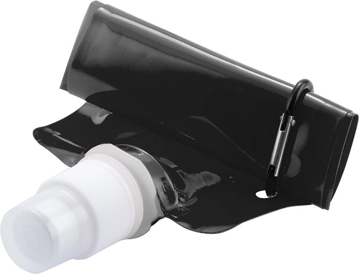 Waterzak Met Karabijnhaak - Drinkzak - Opvouwbaar - Festival - Zwart - PET - 400 Ml 4 Waterzak Met Karabijnhaak - Drinkzak - Opvouwbaar - Festival - Zwart - PET - 400 Ml - Afbeelding 2