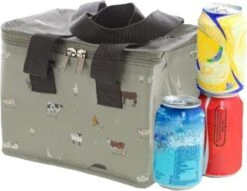 Kleine Koeltas Voor Lunch Grijs Met Boerderij Dieren Print 16 X 21 X 14 Cm 4,7 Liter - Koeltassen -Winkel Voor Kampeerartikelen 1200x928