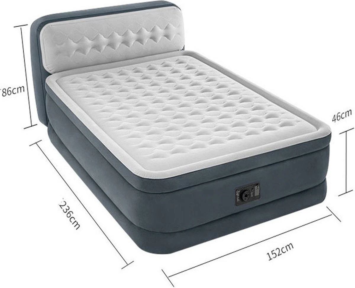 Intex 64448 - Queen Deluxe Ultra-Plush Zelfopblazend 2-persoons Luchtbed Met Hoofdboord (203x152x46cm) 9 Intex 64448 - Queen Deluxe Ultra-Plush Zelfopblazend 2-persoons Luchtbed Met Hoofdboord (203x152x46cm) - Afbeelding 7