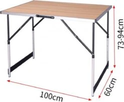 Kamyra® Campingtafel Inklapbaar - Kampeertafel, Partytafel - Opvouwbaar, Lichtgewicht & In Hoogte Verstelbaar - Aluminium/Hout -Winkel Voor Kampeerartikelen 1200x984 3