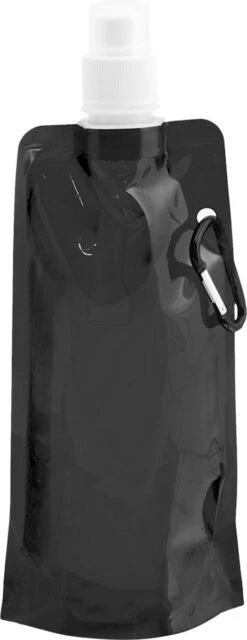 Waterzak Met Karabijnhaak - Drinkzak - Opvouwbaar - Festival - Zwart - PET - 400 Ml