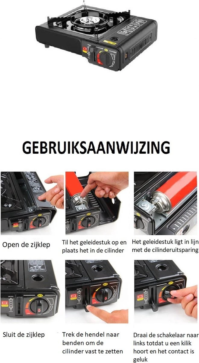 SMH LINE® Camping Kooktoestel - Draagbaar Gasfornuis - Incl. 10x Gasflessen En Koffer 7 SMH LINE® Camping Kooktoestel - Draagbaar Gasfornuis - Incl. 10x Gasflessen En Koffer - Afbeelding 5