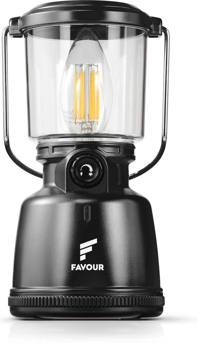 Favour L0818 Retro Camping Lamp Oplaadbaar LED, 320 Lumen, IP64 Waterdicht, Draagbare Kampeerlamp, Tentlamp, Acculamp, Traploos Dimbare Lamp Incl. Kaarslicht-modus, Zwart 3 Favour L0818 Retro Camping Lamp Oplaadbaar LED, 320 Lumen, IP64 Waterdicht, Draagbare Kampeerlamp, Tentlamp, Acculamp, Traploos Dimbare Lamp Incl. Kaarslicht-modus, Zwart