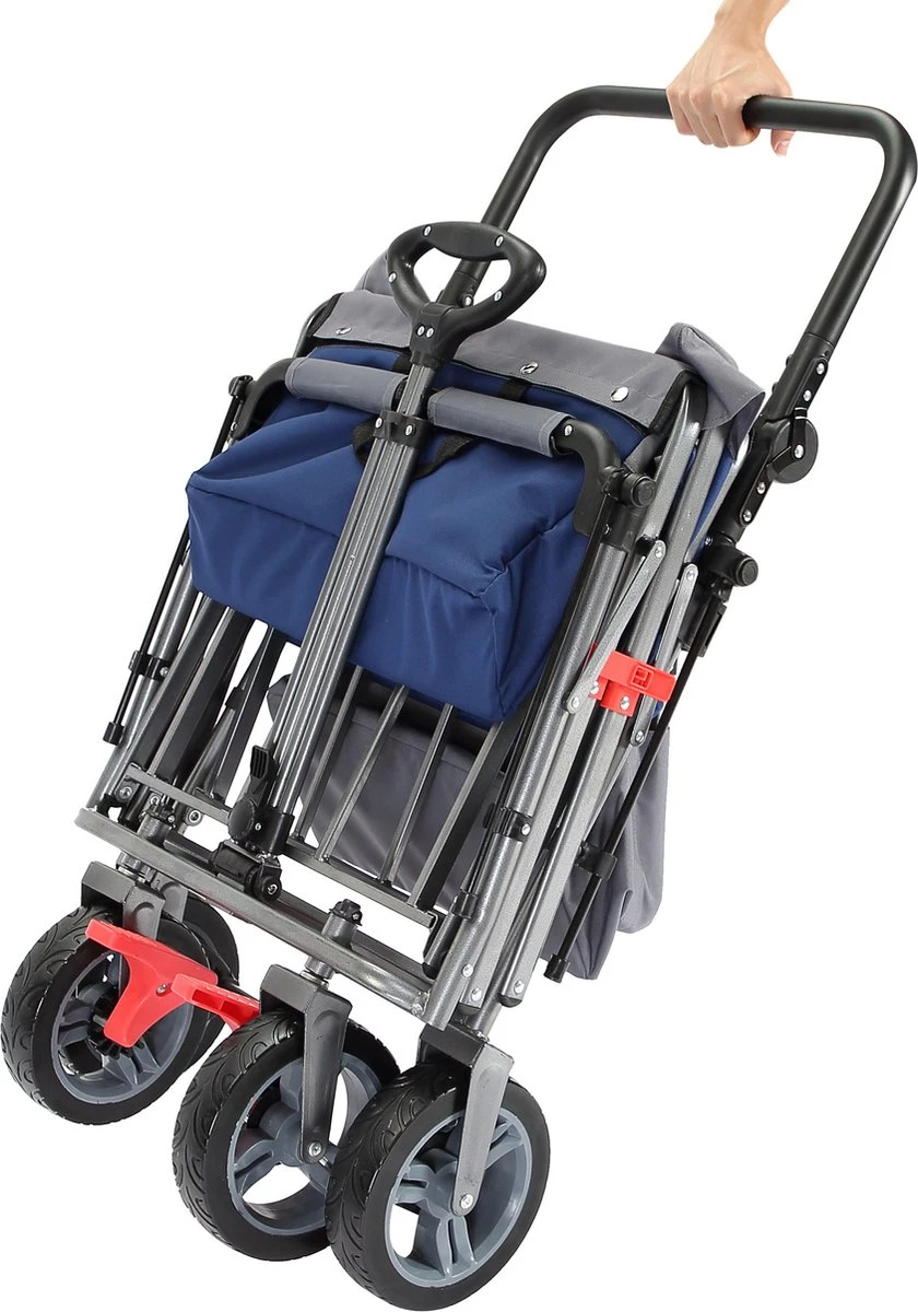 AREBOS Premium Steekwagen Met Dak Opvouwbare Tuinkar Handkar Bolderkar Blauw / Grijs 14 AREBOS Premium Steekwagen Met Dak Opvouwbare Tuinkar Handkar Bolderkar Blauw / Grijs - Afbeelding 12