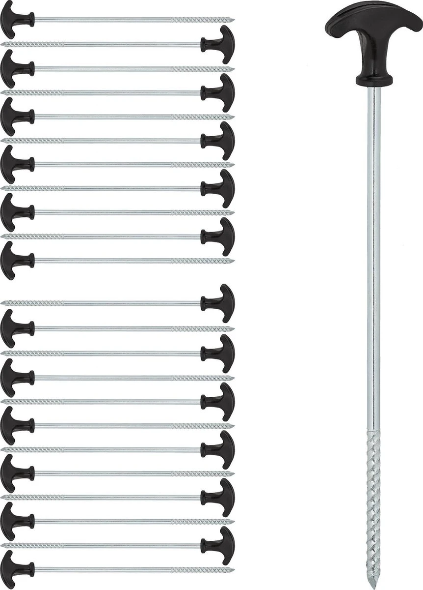 Relaxdays 24x Tentharingen Set - Haringen - Schroefharingen - T-haringen - Grondpennen 3 Relaxdays 24x Tentharingen Set - Haringen - Schroefharingen - T-haringen - Grondpennen