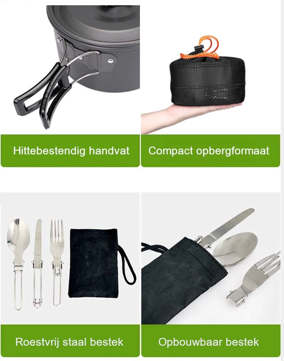 Hikr® Camping Pannenset - Complete 22-delige Kookset - Lichtgewicht - Kookgerei Servies - Outdoor - BPA-vrij - Keukengerei Set 7 Hikr® Camping Pannenset - Complete 22-delige Kookset - Lichtgewicht - Kookgerei Servies - Outdoor - BPA-vrij - Keukengerei Set - Afbeelding 5